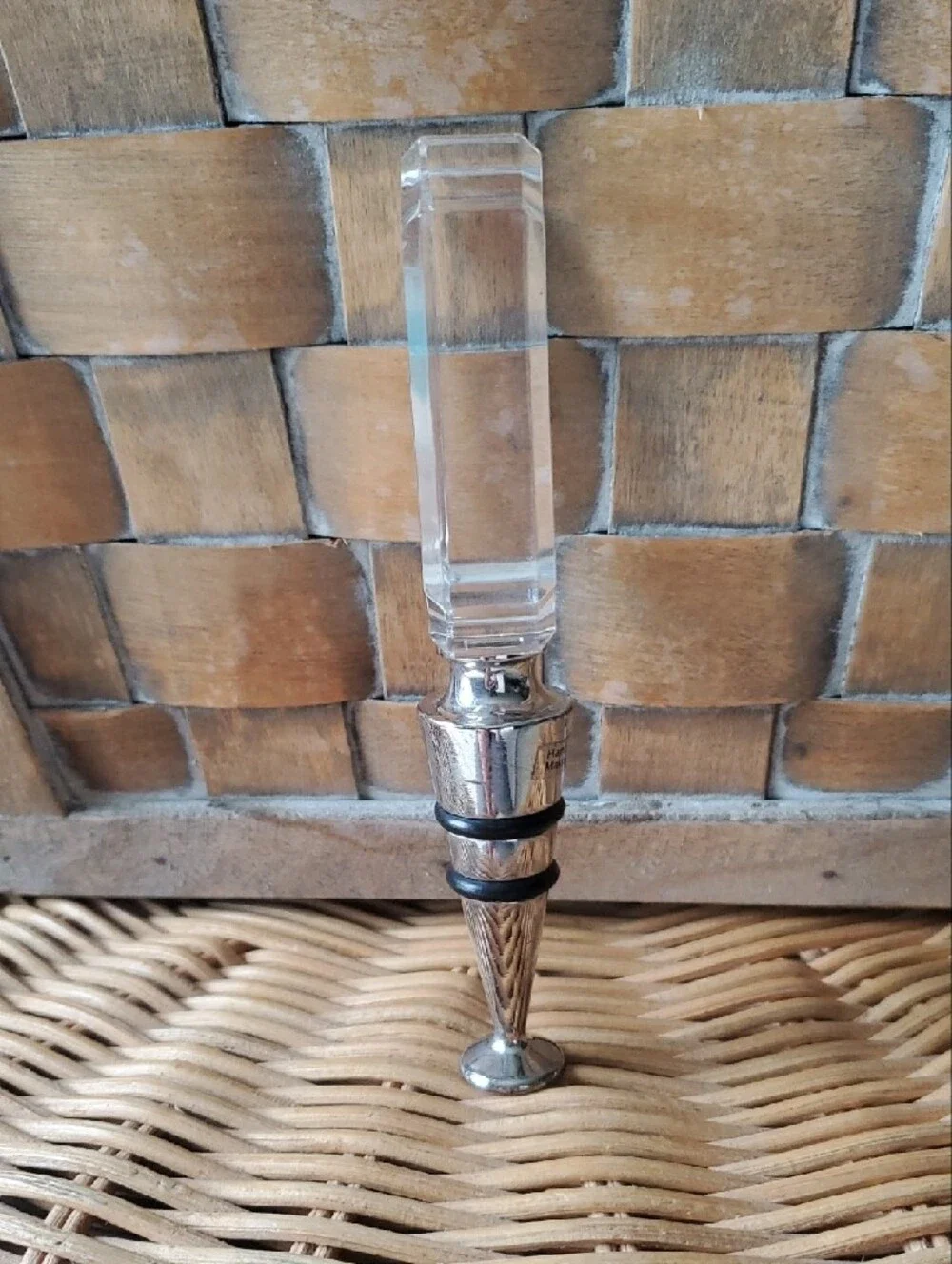 Monogram 'T' Clear Acrylic and Silver-Tone Bottle Stopper